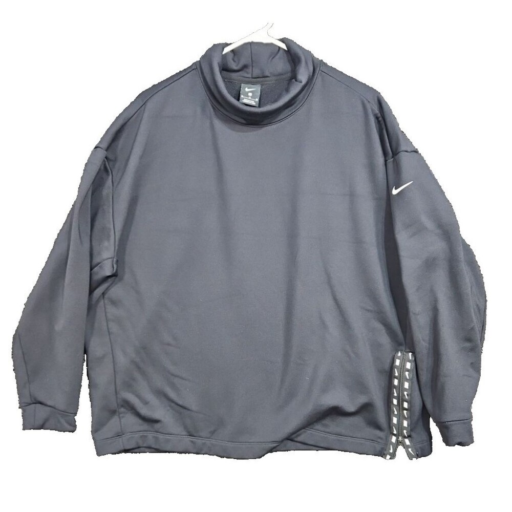 Nike Therma Funnel Neck Sweater Womens XL Black Lightweight Athleisure Pull Over